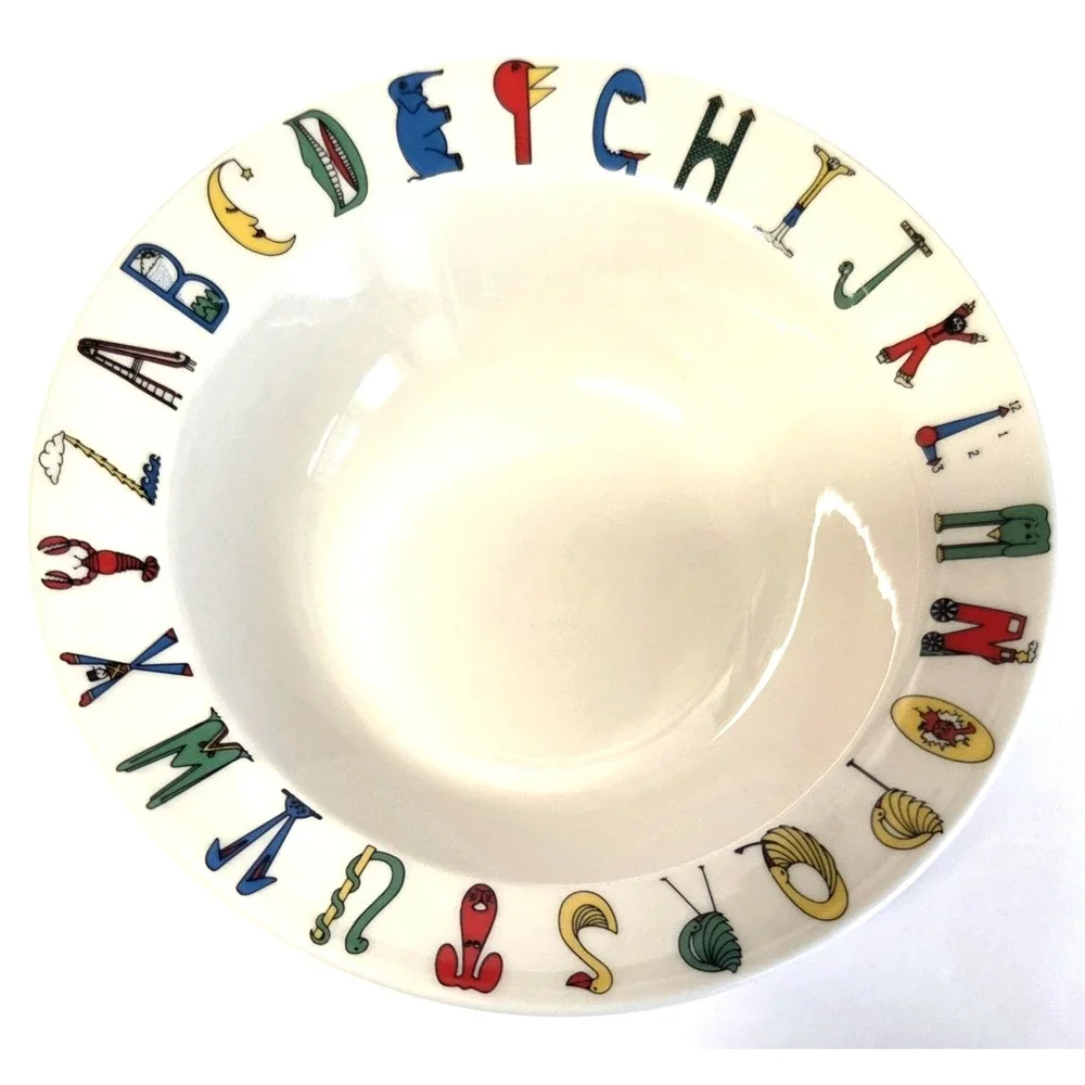 VTG Homer Laughlin 1981 Lynn S Morris Childhood Treasures Alphabet Bowl Colorful